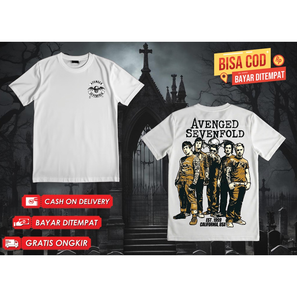 Tshirt distro motif AVENGED SEVENFOLD ORIGINAL 30s