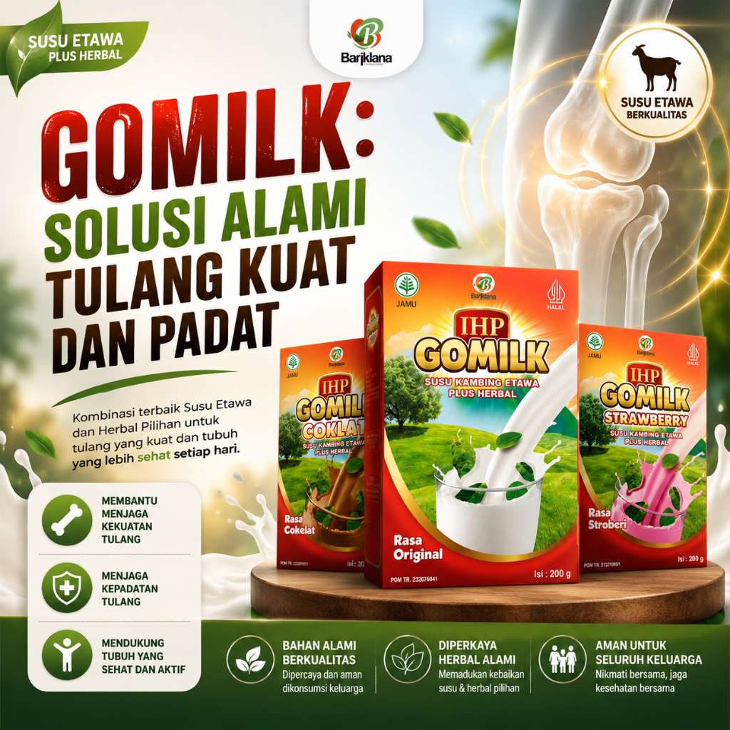 GOMILK Susu Kambing Etawa Plus Herbal 200 Gram | Gomilk Original / Coklat / Strawberry