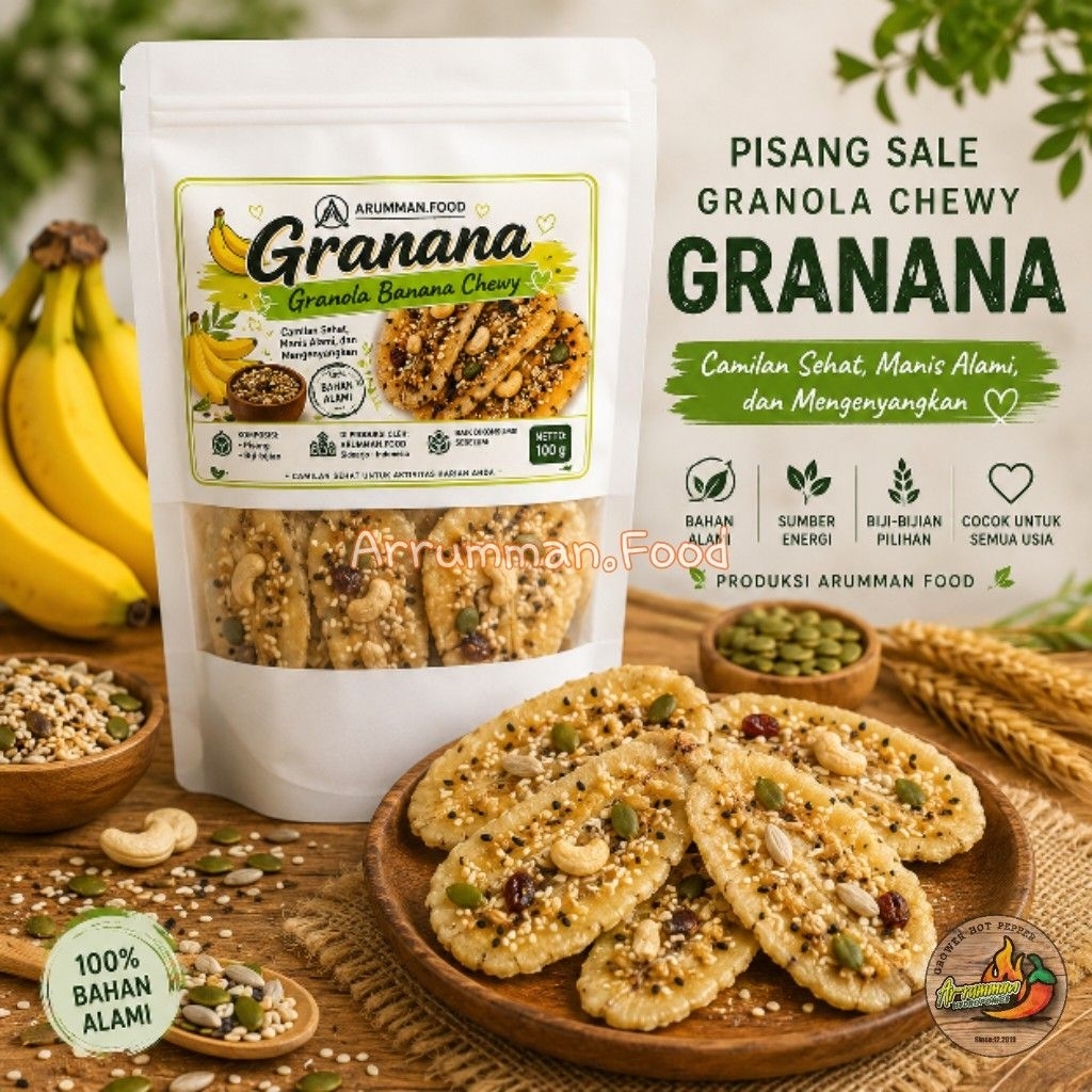 Sale Pisang Granola Premium Healthy Snack Camilan Diet Sehat Serat Tinggi Isi 100 gr