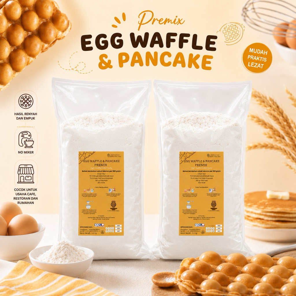 TEPUNG PREMIX EGG WAFFLE KEMASAN KILOAN 11.2 KILOGRAM