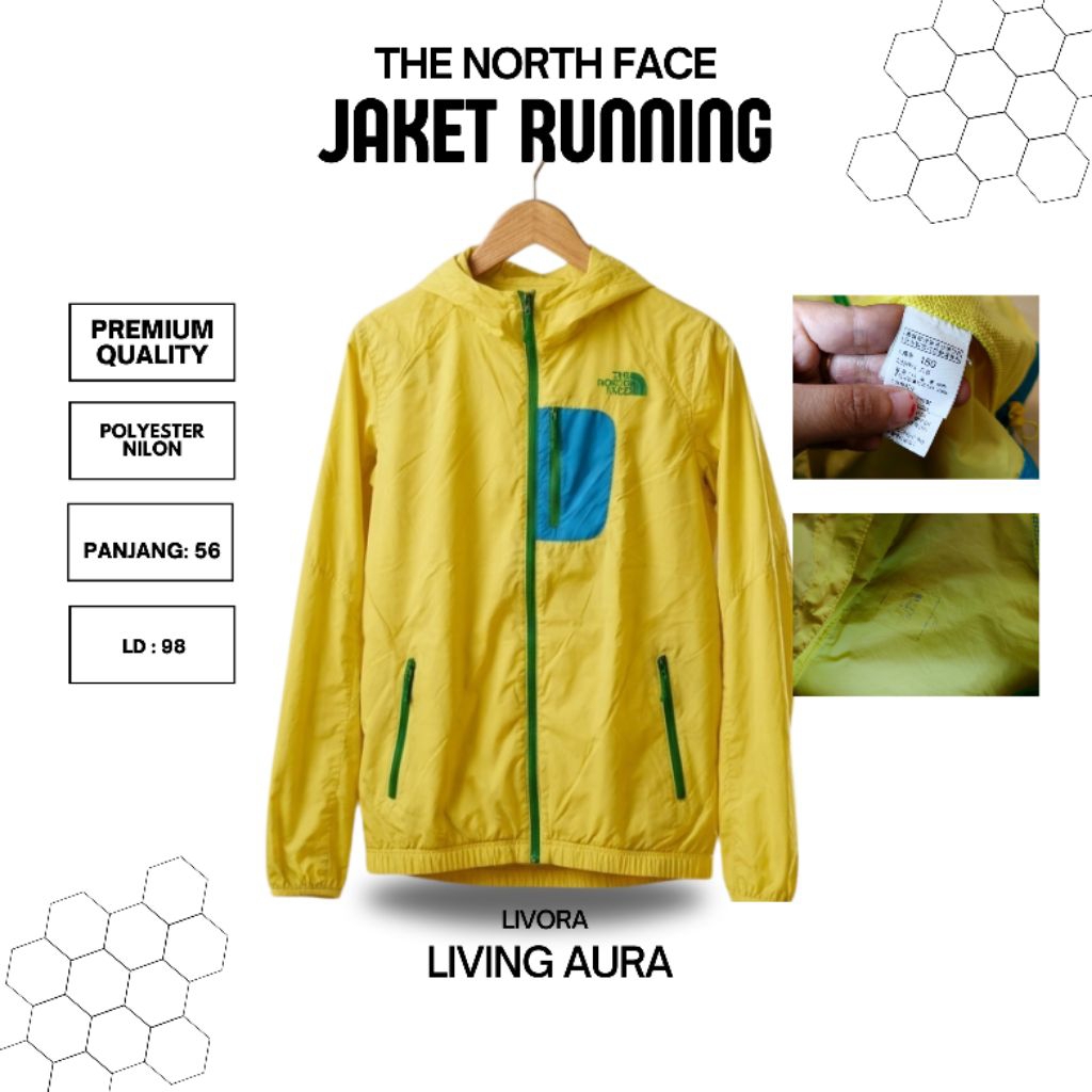Jacket Running The North Face Original Warna Kuning Logo Bordir Like New