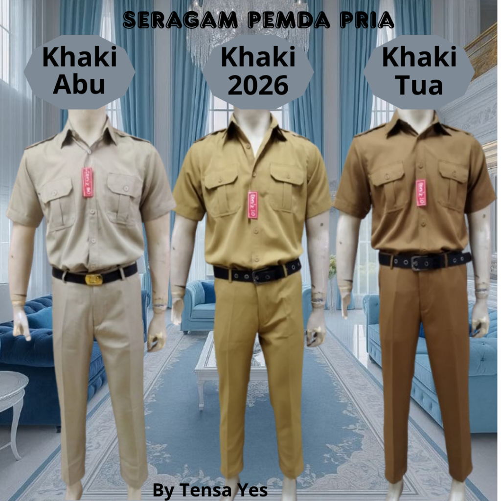 Seragam Dinas Pria PDH Setelan Baju dan Celana Warna Pemda DKI, Muda, atau Tua