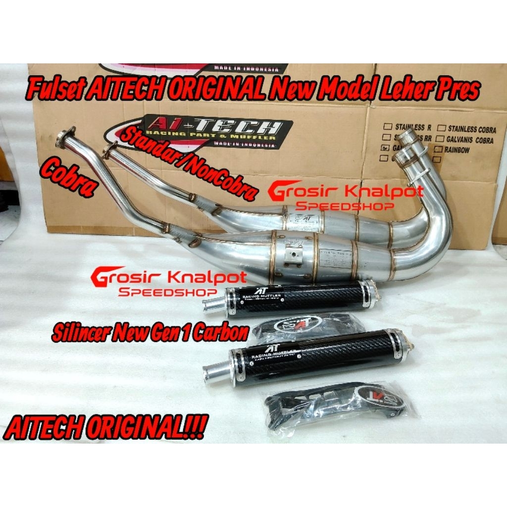 Knalpot Aitech Ai Tech Original Stainles new Model Leher Gen 1 Carbon Press Cobra & Standar Ninja RR