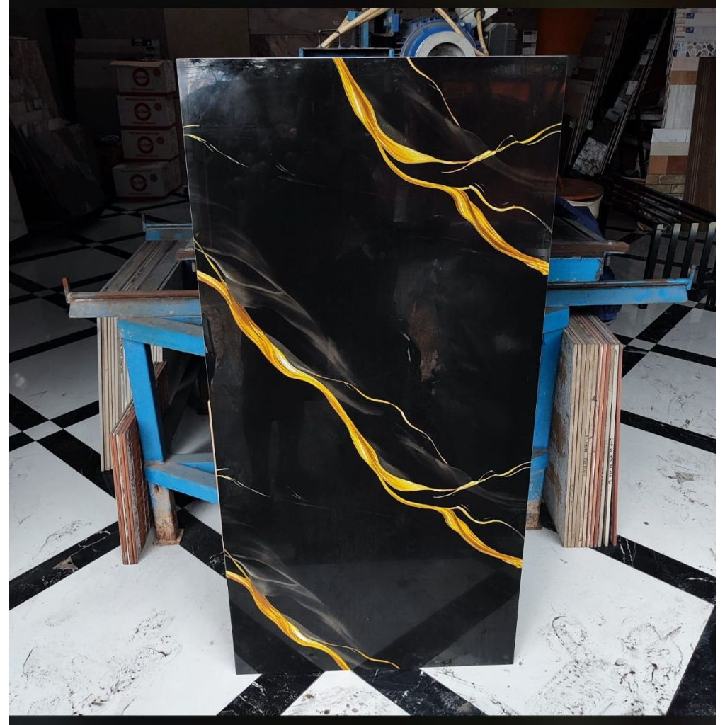 GRANIT LANTAI DINDING HITAM MOTIF MARMER GOLD 60X120