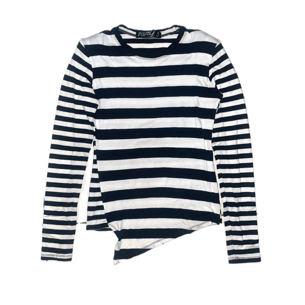 preloved long sleeve fitted stripe black white