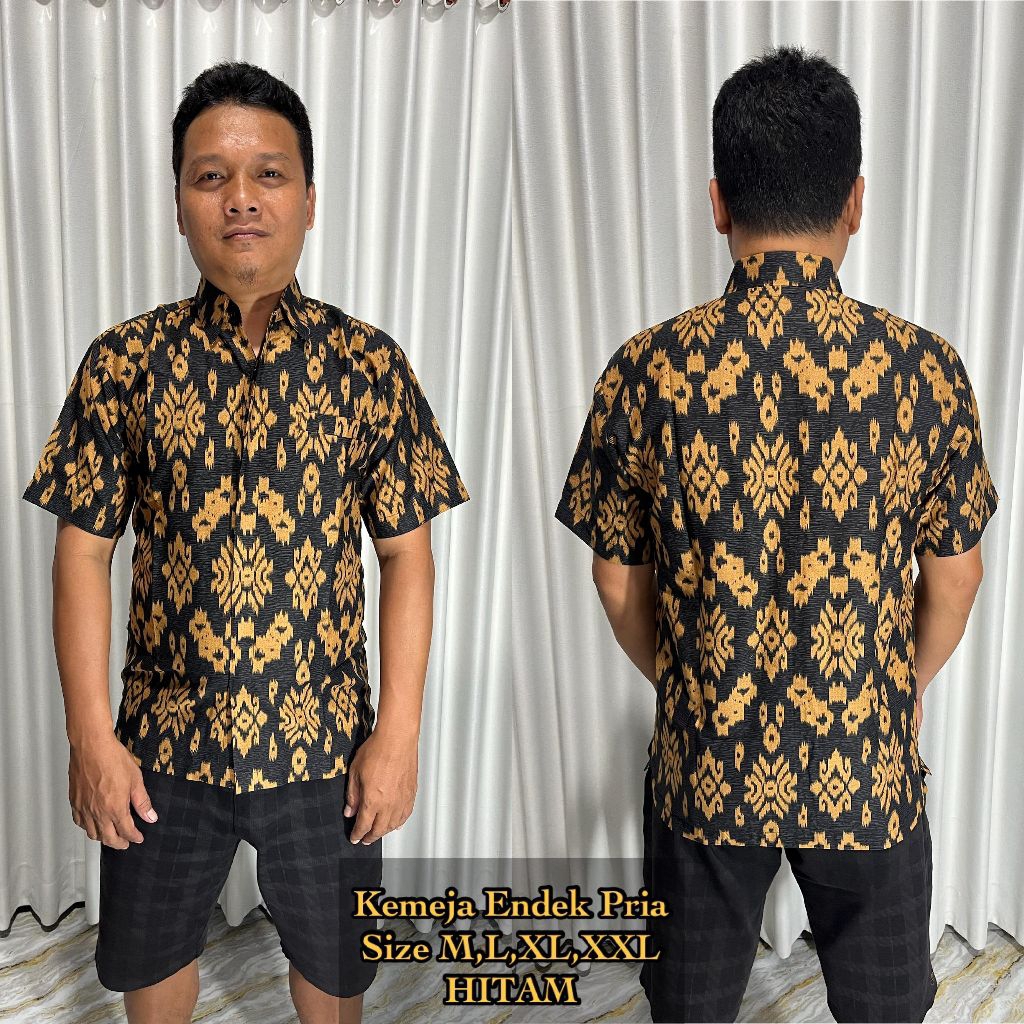 Kemeja Katun Endek Pria Lengan Pendek