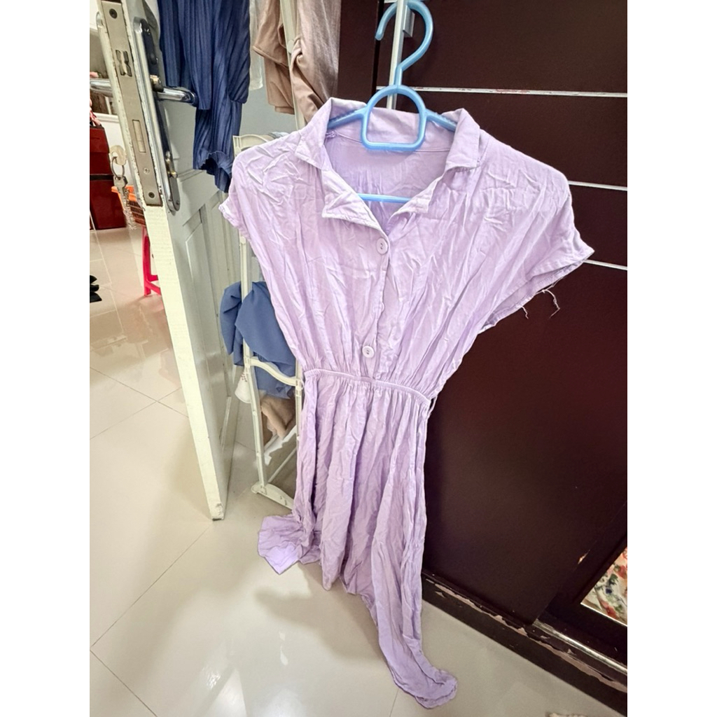 Dress Lilac Ungu Baju Wanita Midi PL