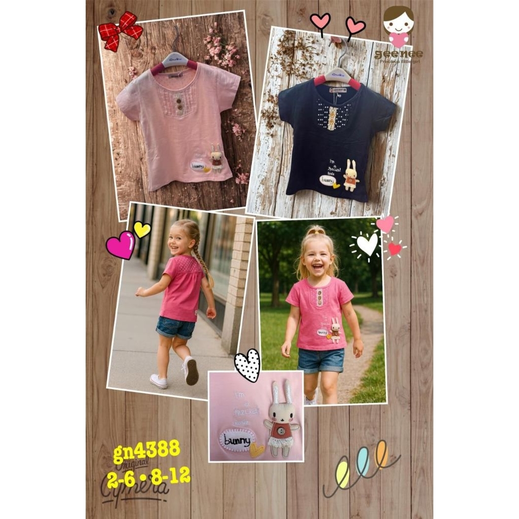 kaos geenee anak cewe/kaos anak perempuan usia 1-6 tahun/kaos lengan panjang anak cewe/atasan anak p
