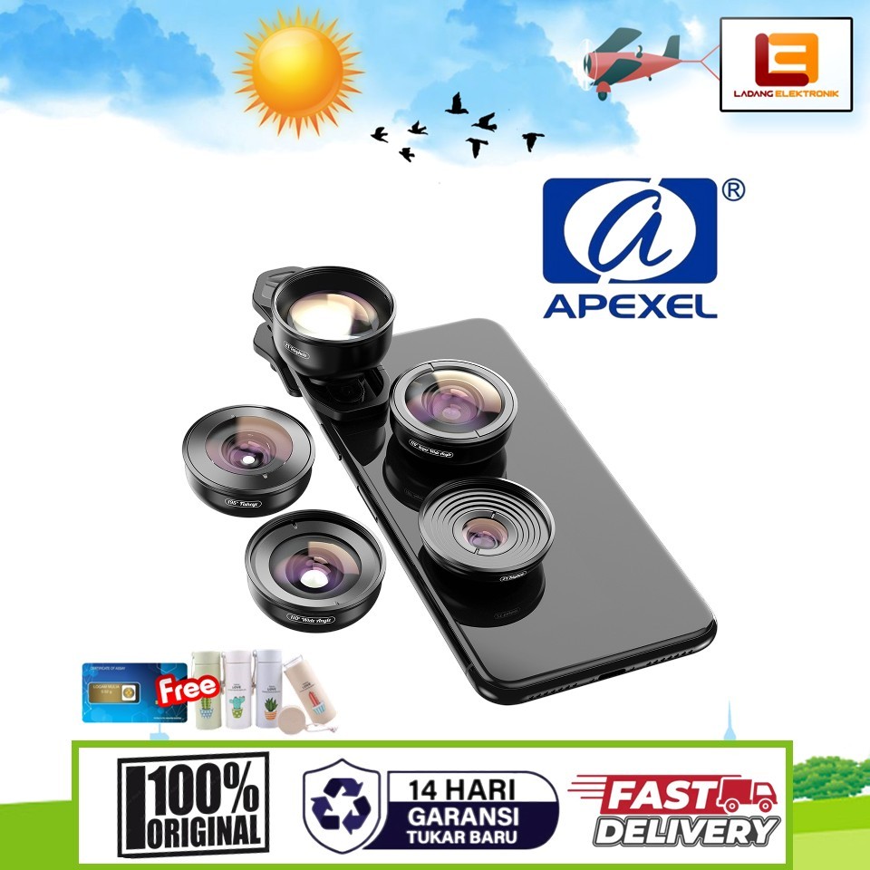 APEXEL Lensa Kamera Smartphone Universal Clip 5 in 1 Lens - APL-HB5