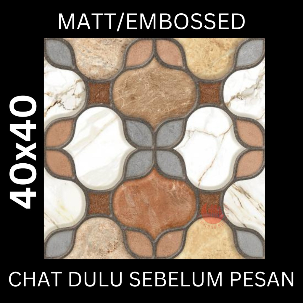 KERAMIK 40x40 MOREMI BEIGE / KERAMIK LANTAI / KERAMIK KASAR / MOTIF BUNGA