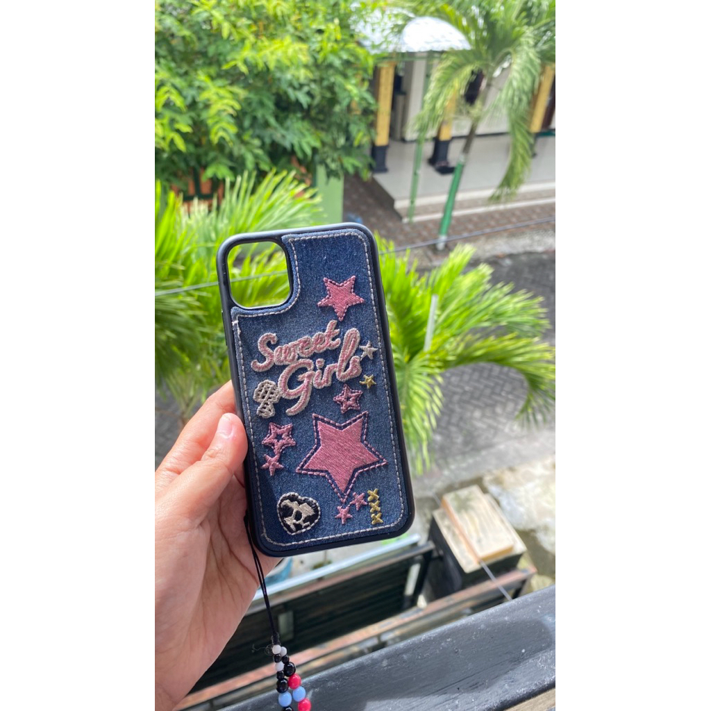 Case Jeans Sweet Girl Iphone 11 Love Cute Jeans Case - Hardcase / Casing HP for iPhone 11