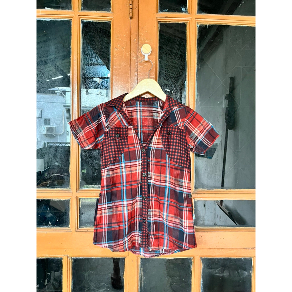 PL07 - Double Plaid Red Shirt
