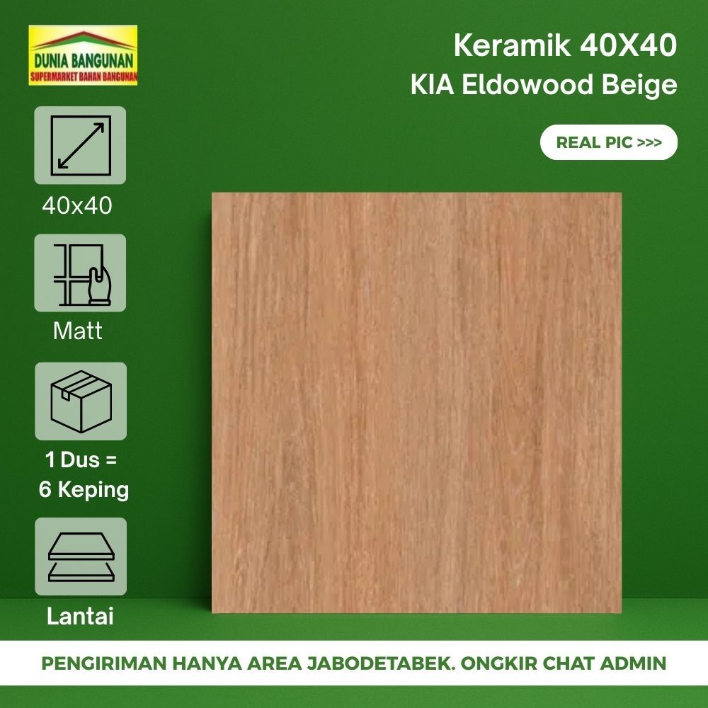 Keramik Lantai Motif Urat Kayu 40X40 KIA Eldowood Beige Keramik Lantai Matt/Keset