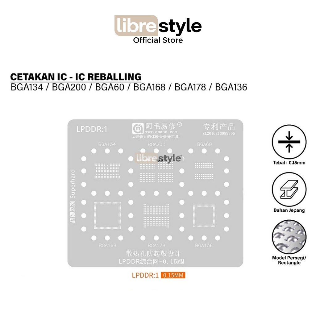 Amaoe LPDDR1 Cetakan IC BGA134 / BGA200 / BGA60 / BGA168 / BGA178 / BGA136 DDR RAM Memory Chip IC So
