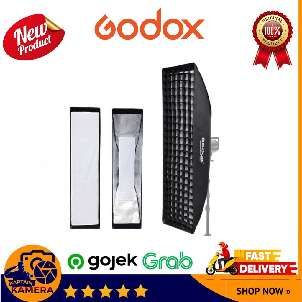 Godox SB-FW-35160 Softbox Rectangular Bowens Mount Flash Diffuser Honeycomb Grid 35x160cm