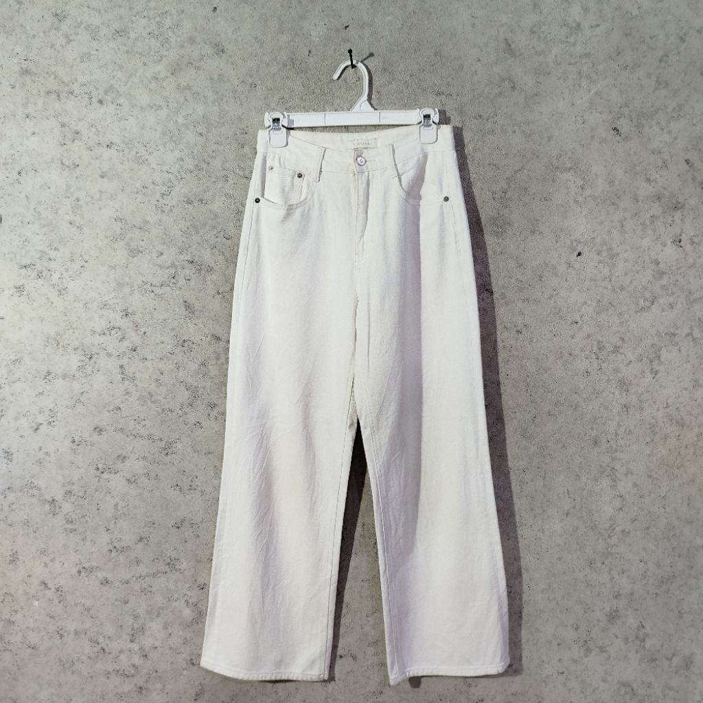 Celana panjang White Jeans GIORDANO Putih Basic Jeans casual Baggy Fit celana denim gombrong size 27