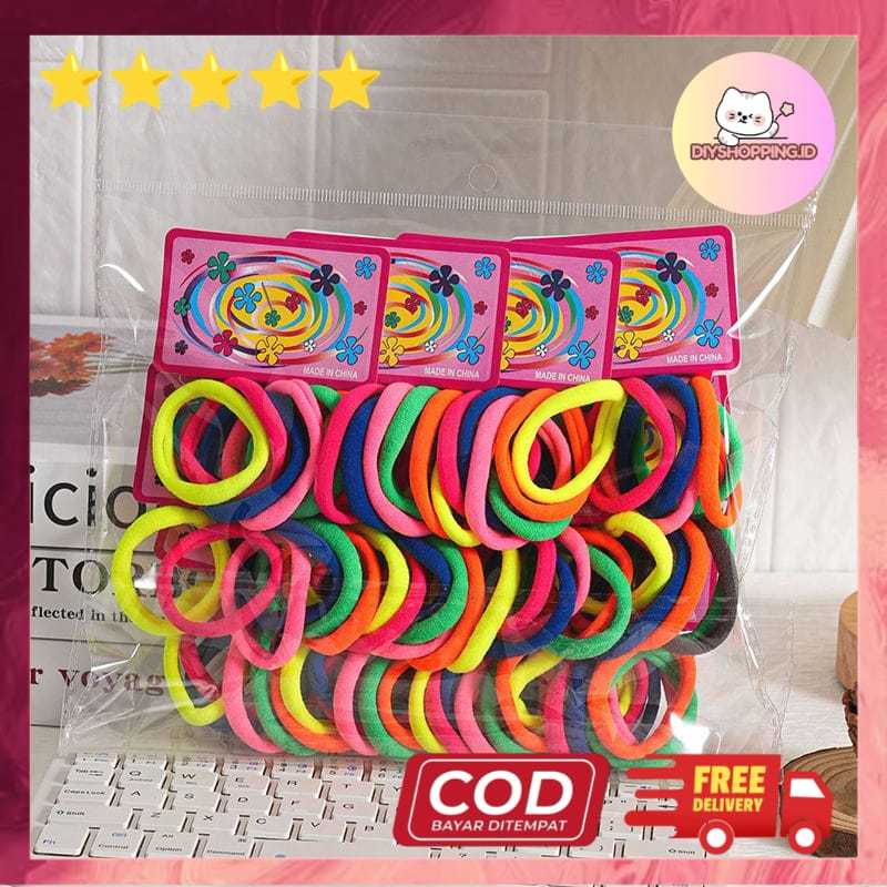 DIYS Ikat Rambut Elastis Tinggi Tanpa Sambungan Warna-Warni Anak-Wanita Lucu ( ISI 6 PCS MIX RANDOM)