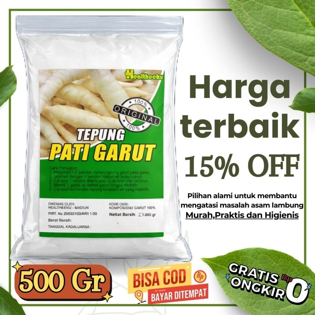 TEPUNG PATI GARUT 500 Gr - 100% PATI GARUT ASLI | KWALITAS PREMIUM | TEPUNG GARUT | IRUT | ARROWROOT
