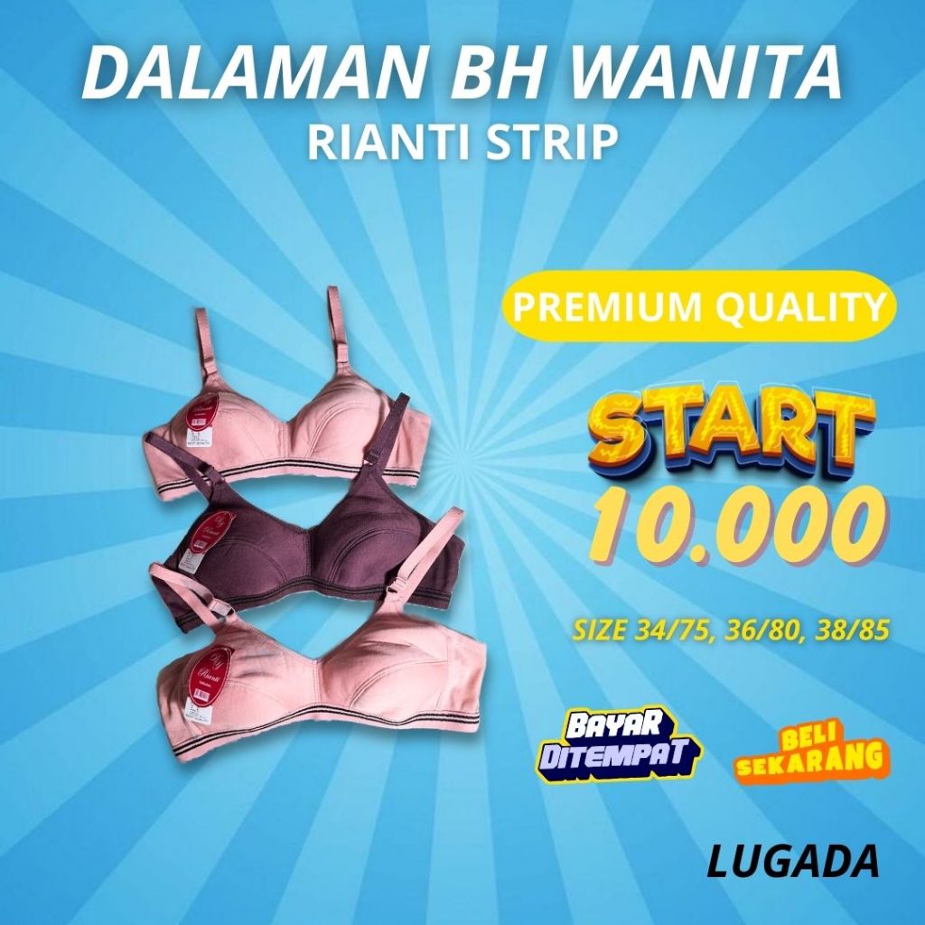 BRA WANITA RIANTI STRIP BAHAN KATUN BERKUALITAS PREMIUM TIDAK PANAS