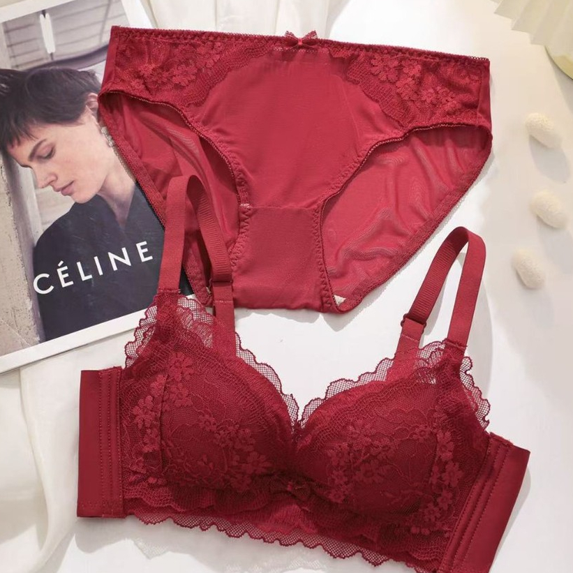 Awan Lembut Pakaian dalam renda pelindung bra merah