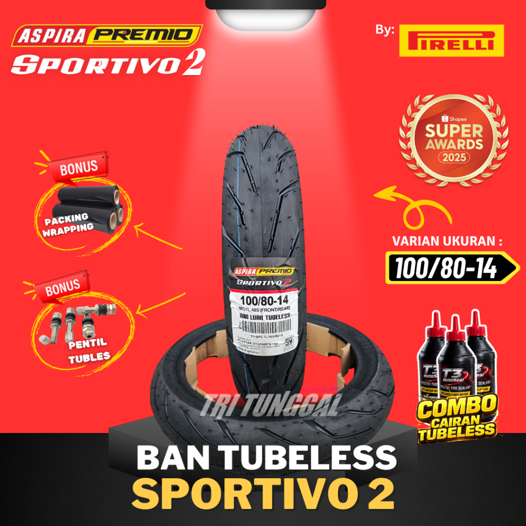[READY COD] BAN ASPIRA PREMIO SPORTIVO 2 TUBELESS MEDIUM SOFT COMPOUND RING 14 / BAN MOTOR RING 14 M