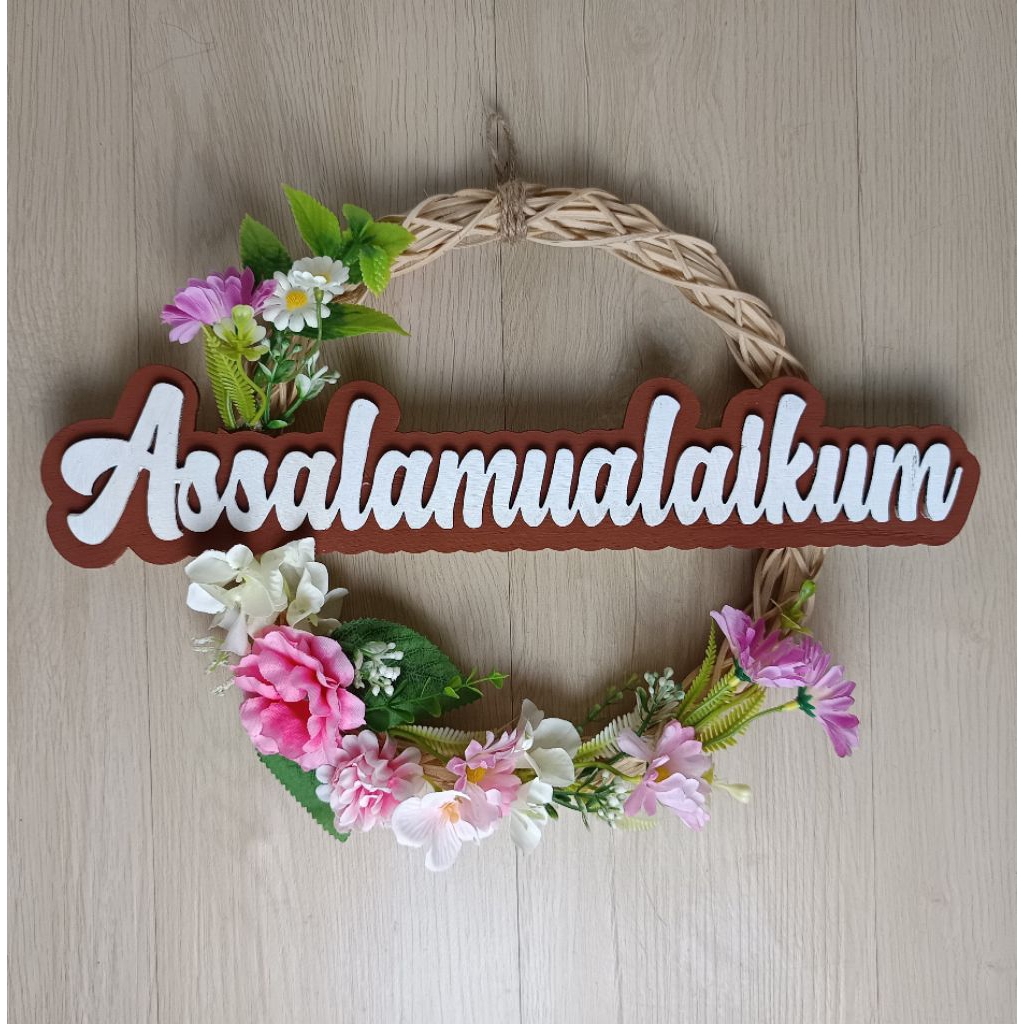 Hiasan dinding Ring Rotan/HiasanDindingPintu/Assalamualaikum/BaitiJannati