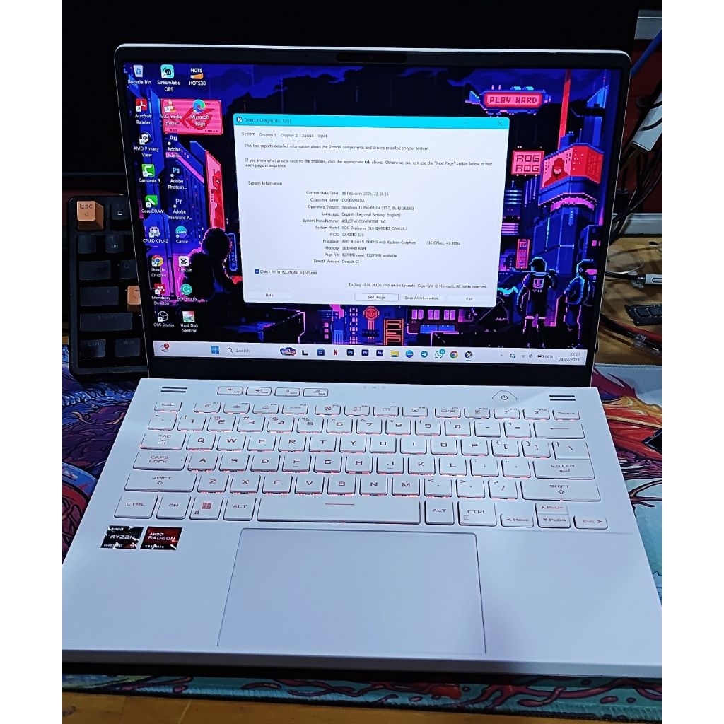 LAPTOP ASUS ROG ZEPHYRUS RYZEN 9 6900HS VGA RX6700S ADA MINUS