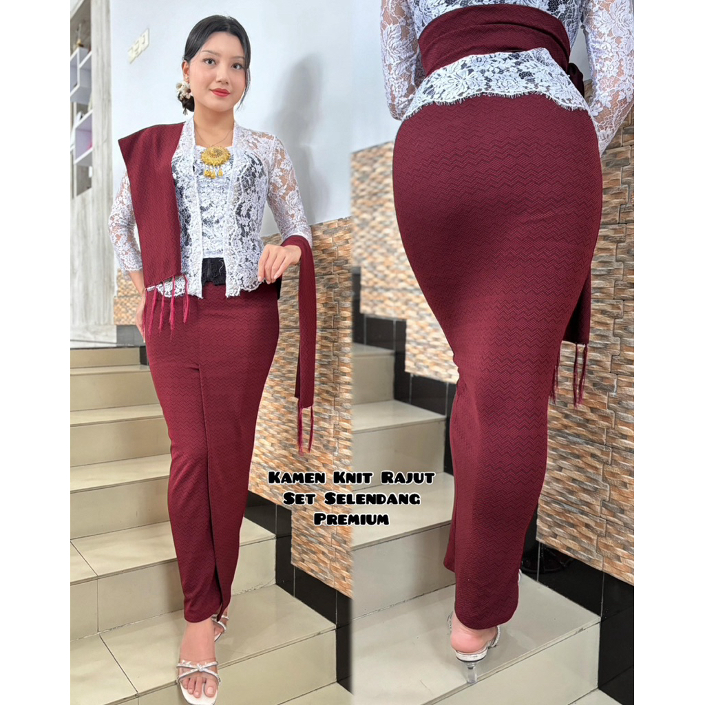 KAMEN KNIT RAJUT SET SELENDANG PREMIUM//KAMEN KNIT//KAMEN PREMIUM