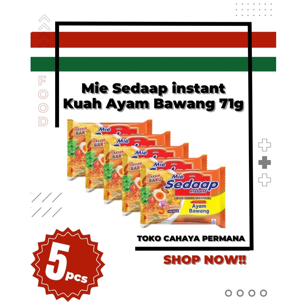 [ISI 5 PCS] Mie Sedaap Ayam Bawang 71gr - Resep Baru Lebih Gurih Bawang Goreng Melimpah - Paket Hema