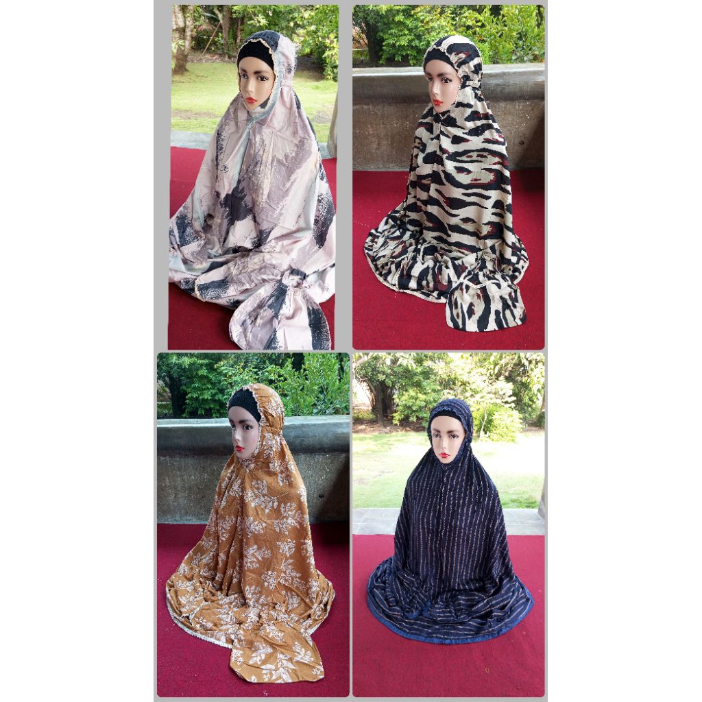 mukena terusan rayon motif