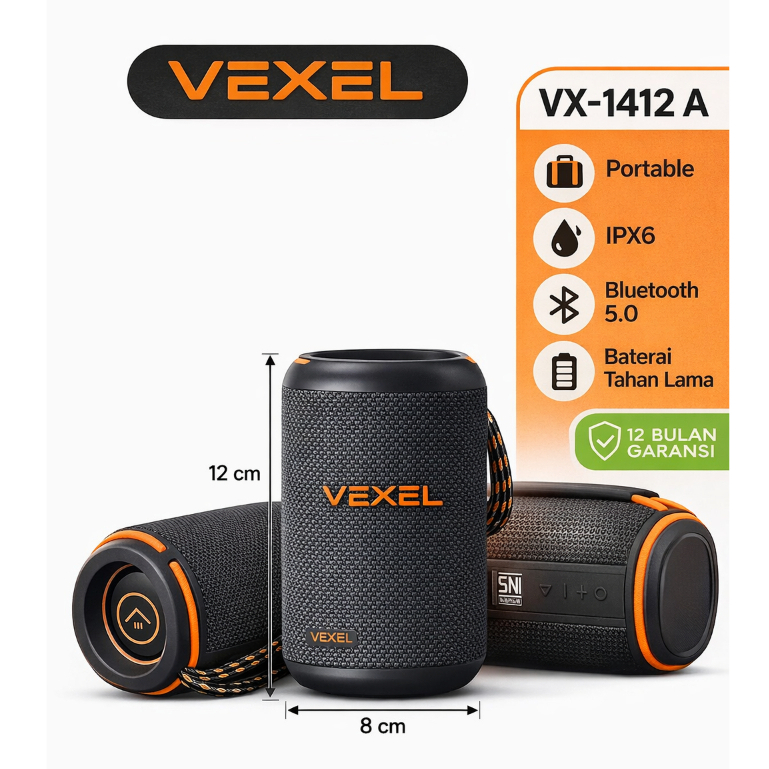 VEXEL BLUETOOTH SPEAKER - Kualitas Tinggi, Suara Jernih, Portable