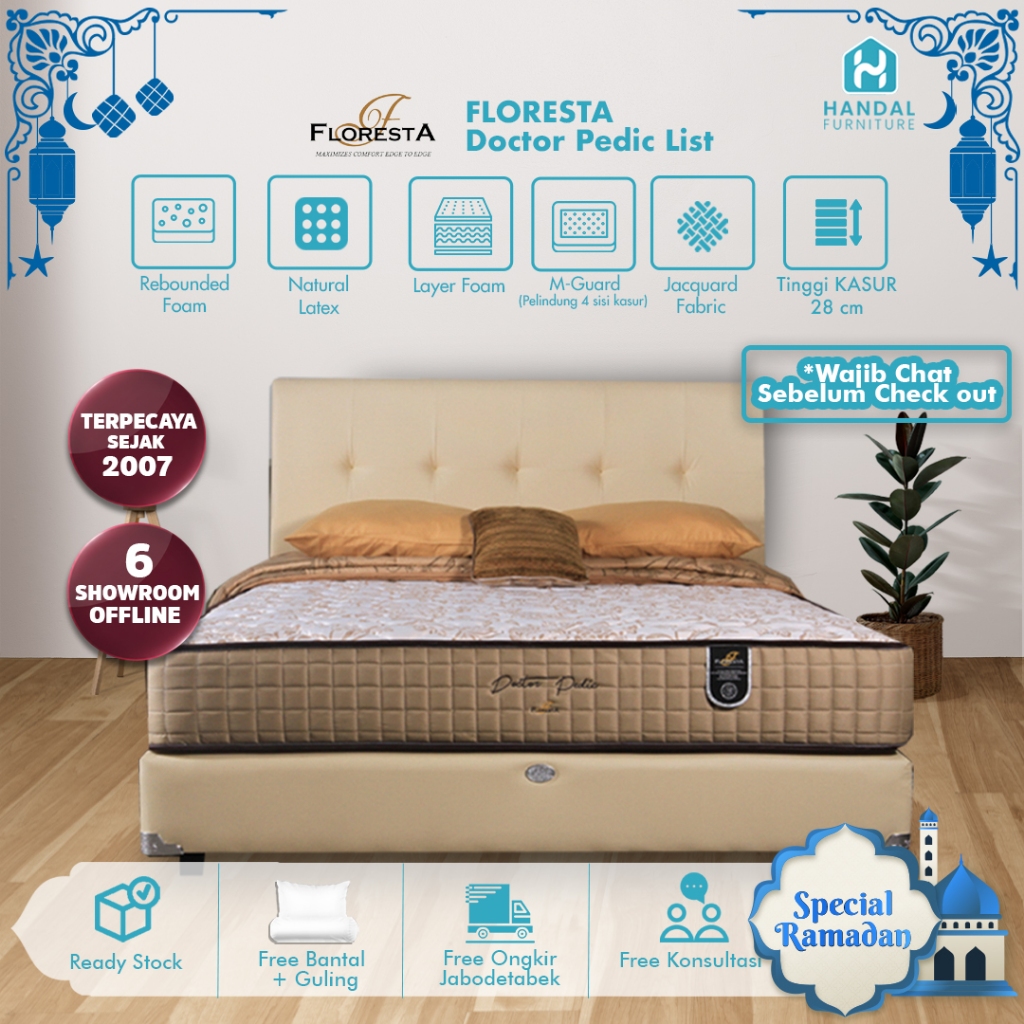Kasur Springbed Floresta Doctor Pedic Zipper 100x200, 120x200, 160x200, 180x200, 200x200 Orthopedic 