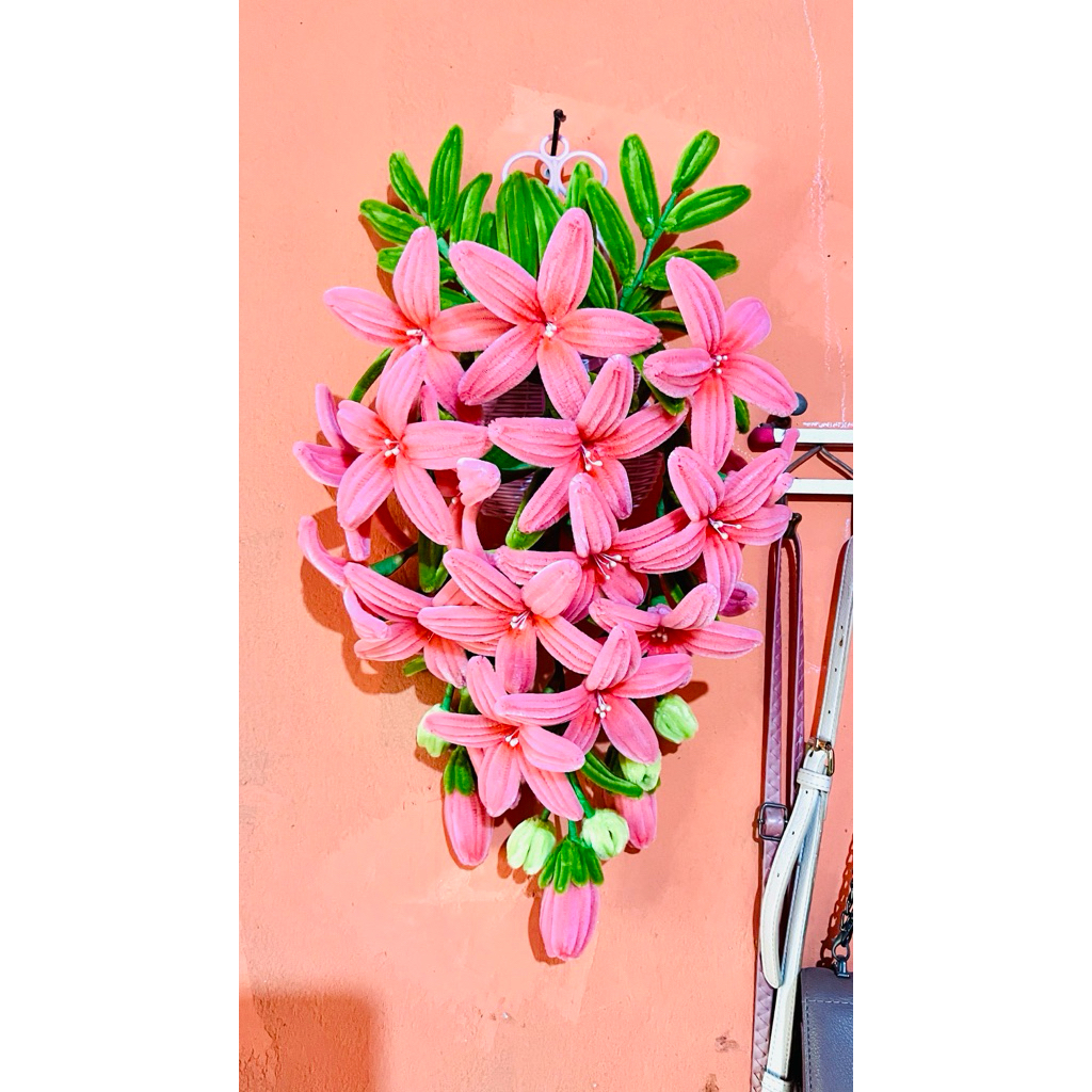 bunga kawat bulu lili gantung|bunga hias kawat bulu cantik|bunga gantung