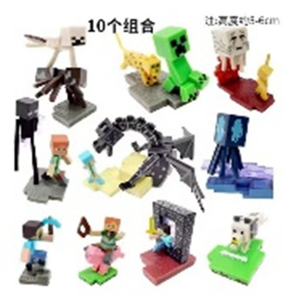 Action Figure MINECRAFT isi 10 pcs - Miniatur Topper Kue Pajangan Mainan Gantungan Kunci Mine craft 