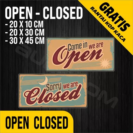 COD,OPEN CLOSED Akrilik siap Pakai/Acrylic Open Closed Design Retro / Custom-FreeDesign ( A 335 )