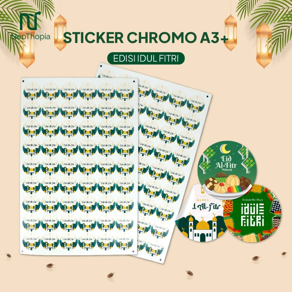 STIKER Lebaran Custom Logo Usaha | Stiker label logo idul fitri | Label kemasan Parcel Kue