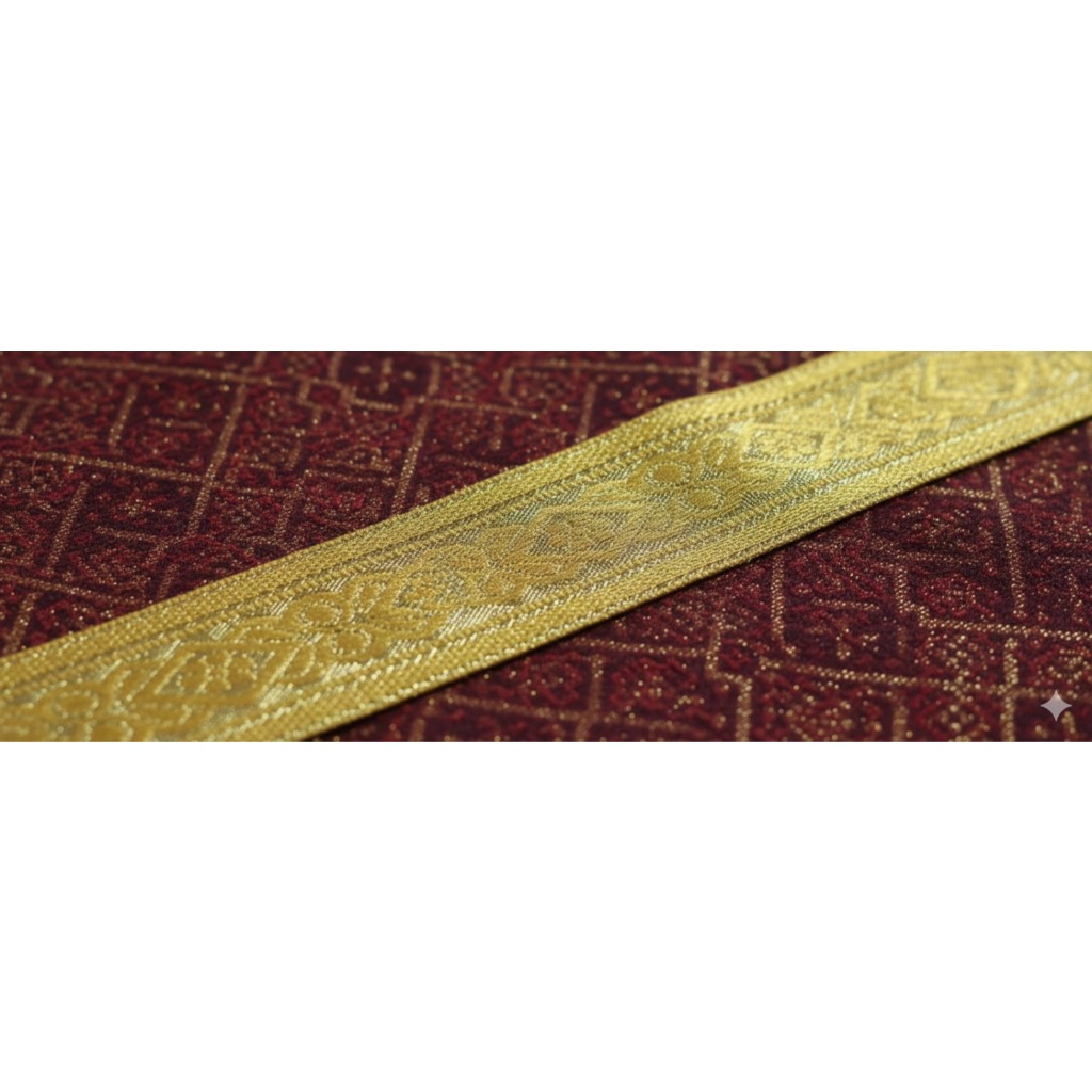 Renda Gold Premium JR GO 311 - Pita Songket Bordir 4 cm Untuk Hiasan Baju & Kerajinan (17 Yds)