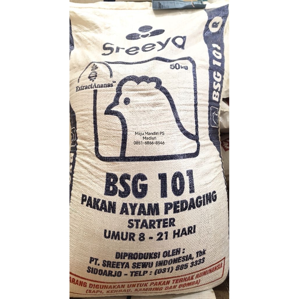 1 SAK 50KG Sreeya BSG 101 Pakan Ayam Pedaging Protein Tinggi 21%