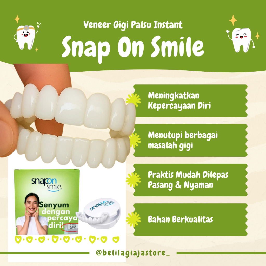 LEPAS PASANG SENDIRI - Snap On Smile Gigi Palsu Veneer Gigi Instan Renggang Berantakan Tonggos Ompon