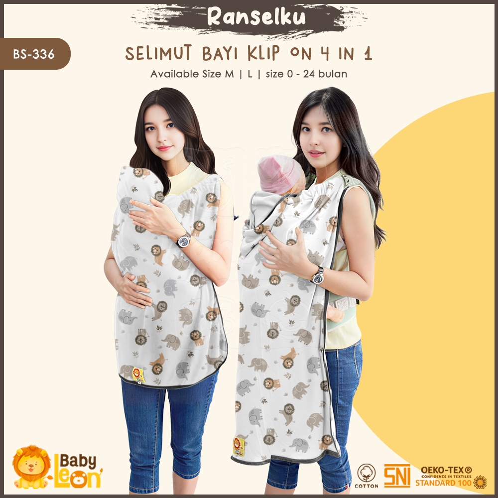 4in1 Blanket On The Go BABY LEON Selimut Hoodie Klip Baby Baby Blanket Selimut Double Fleece Handuk 