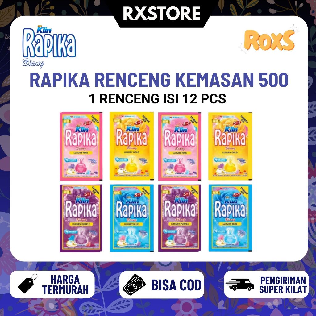 [RX] 1 Renceng Isi 12 Pcs Rapika 500an Biang Sachet 5 in 1 Sachet 500 an Wings Isi Gold Biru Luxury 