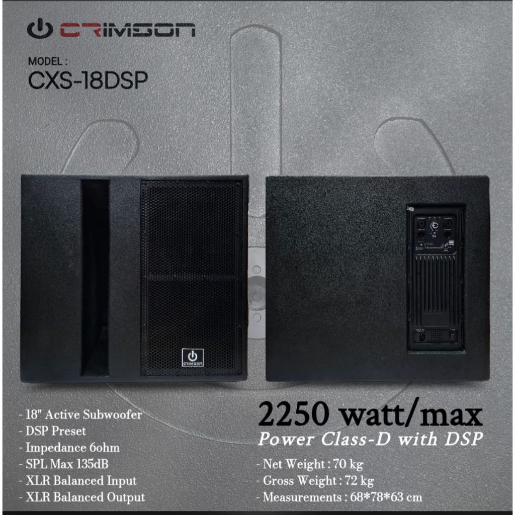 Subwoofer Aktif Crimson 18 Inch CXS-18DSP 2250 WATT