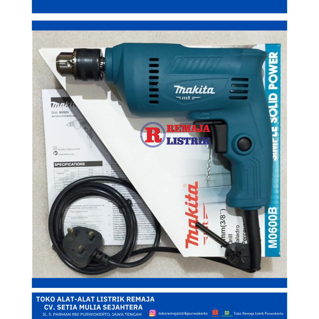 Mesin Bor Makita 10 mm Bolak Balik MO 600 B MAKITA