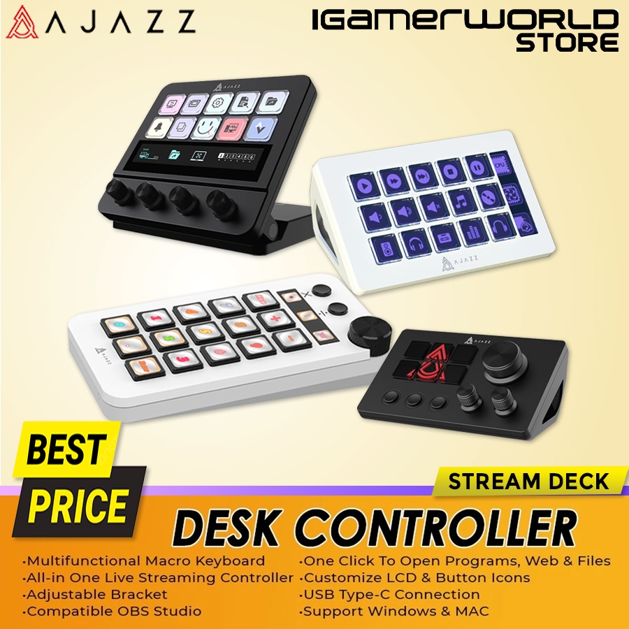 Ajazz N1 AKP03 AKP153 AKP05E Multi-Function Macro Keyboard Stream Deck LCD Keys Knob Control Pad