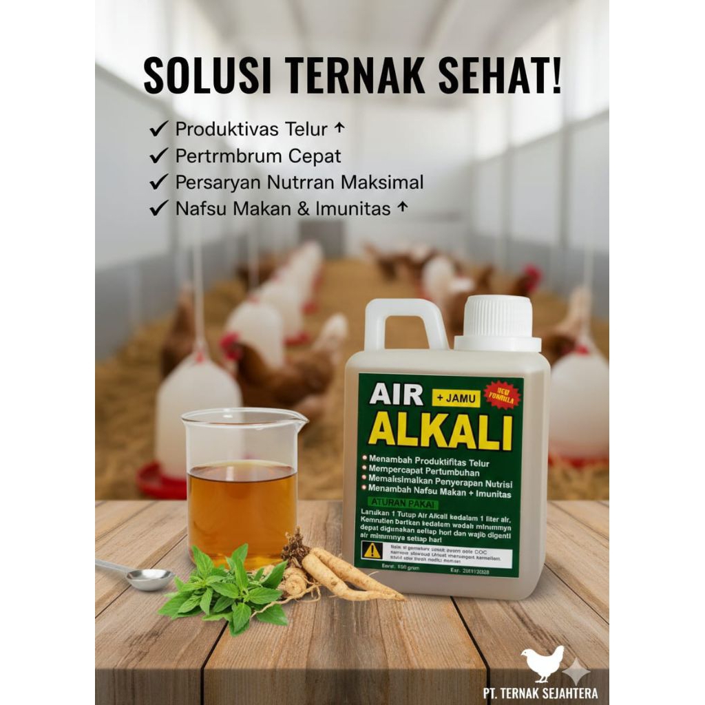 AIR ALKALI+JAMU ayam anti sakit +nafsu makan 500ml