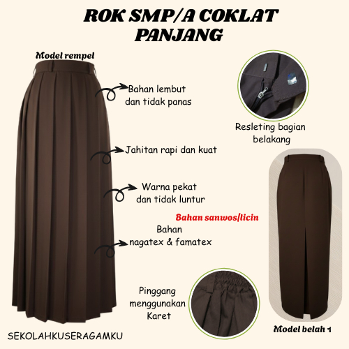 ROK PRAMUKA SMP MODEL REMPEL BAHAN SANWOS(LICIN)
