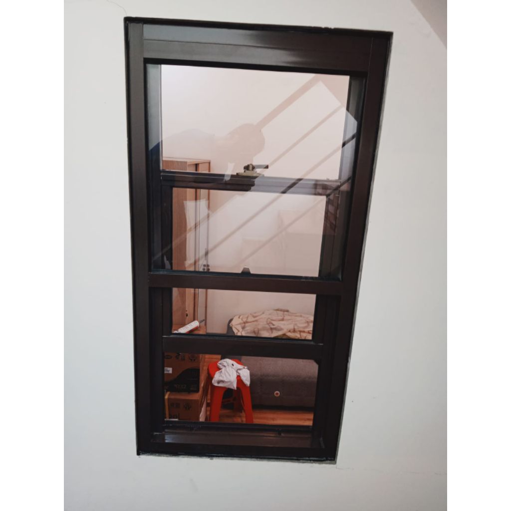 jendela sliding vertikal aluminium kusen 4inch