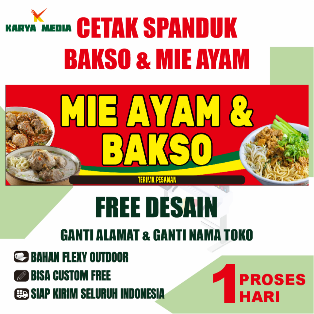 Cetak Spanduk Banner Mie Ayam Bakso - mie ayam baksoi - mie ayam - bakso -  MMT Custom