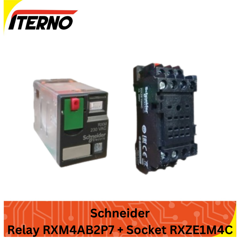 RXM4AB2P7 220VAC Relay Schneider Socket RXZE1M4C Setara MY4N 14 Kaki