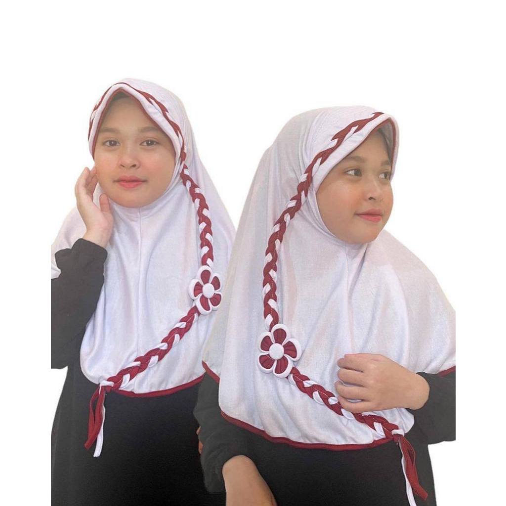 PRILLY HIJAB - JILBAB ANAK SEKOLAH KEPANG MERAH PUTIH - JILBAB ANAK